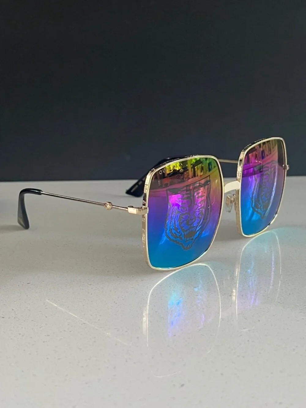 Gucci GG0414S square tiger sunglasses